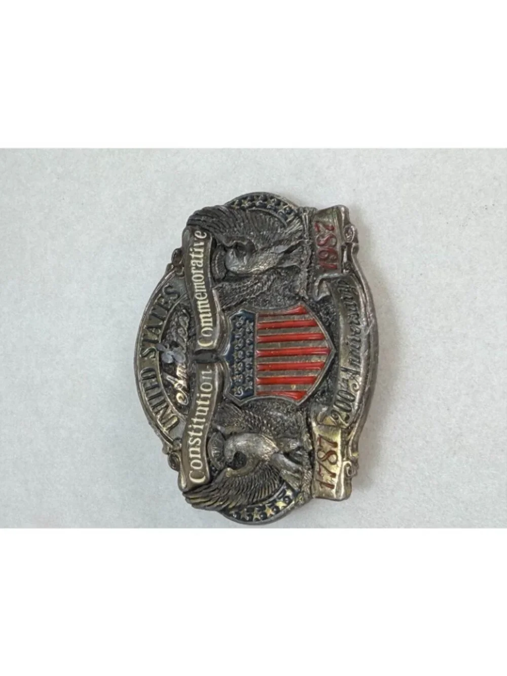 1987 US Constitution Bicentennial Belt Buckle Limited Edition Heritage USA